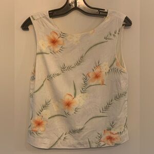 Tommy Bahama Floral Silk Tank Top - Cream and Orange